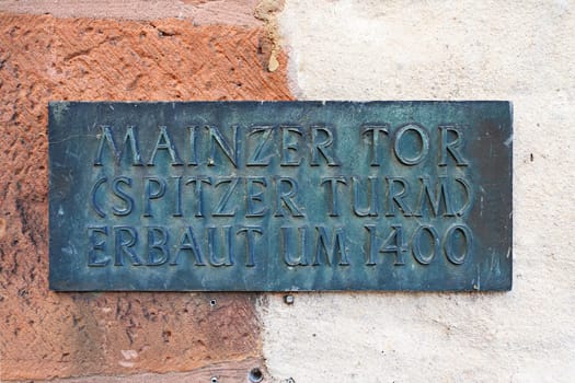 Miltenberg, Bayern / Germany - 13 07 2020: Information board for the sight in Miltenberg