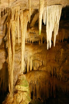 Some Stalagmites inside a large stalactite cave