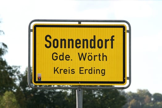 The sign of the community Sonnendorf in Bavaria, Germany