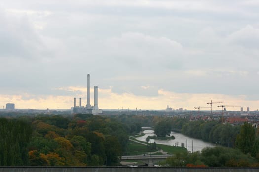 Evening view over Munich, Bavaria, Germany.