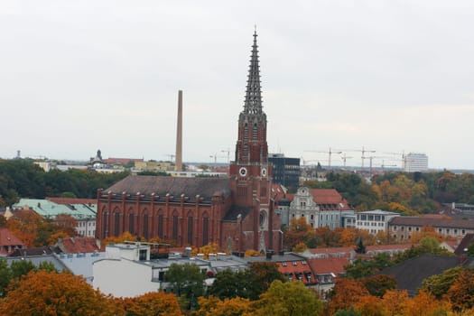 View Mariahilfcurch in the center of Munich.