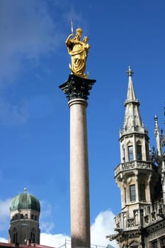 The Marian column in the Bavarian State capital of Munich .