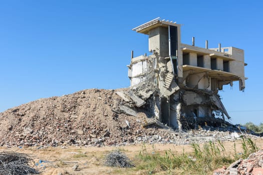 The destroyed illegally constructed building of the hotel complex