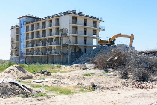 The destroyed illegally constructed building of the hotel complex