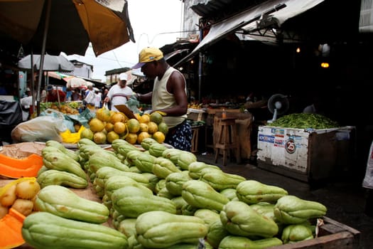 salvador, bahia / brazil - april 21, 2013: chuchu for sale at the Sao Joaquim fair in the city of Salvador.