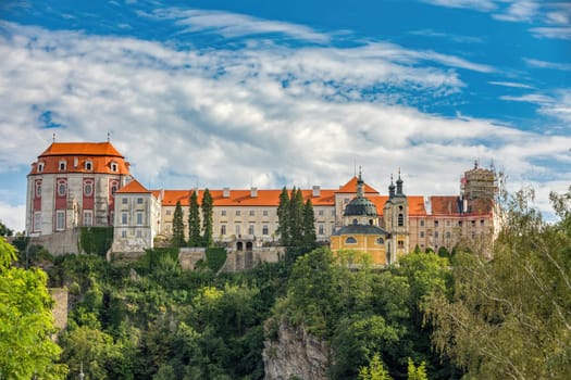 castle Vranov nad Dyji, Southern Moravia, View of the castle situated on rock. Czech Republic