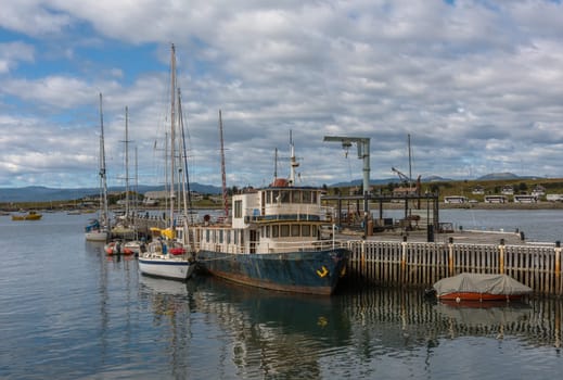 view of the ships and boats in Ushuaia Harbor, Argentina