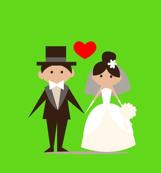 married couple love heart ceremony illustration