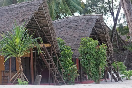 Traditional houses at beach in Zanzibar