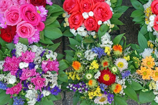 Fresh flowers bouquets at flower shop
