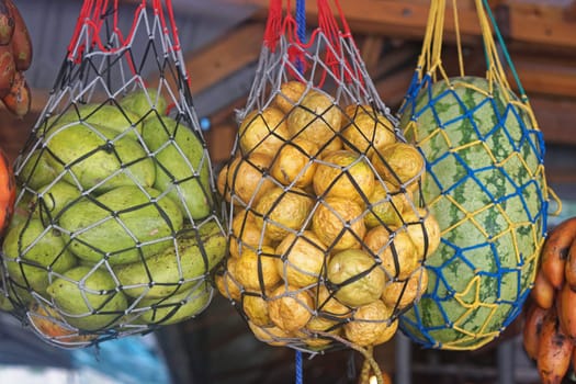 Tropical fruits in nets Africa