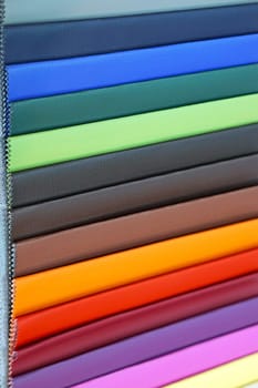 Various colour leather material samples