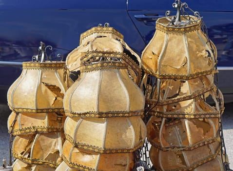 Retro style lamp shades at flea market