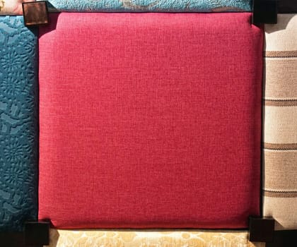 Red textile material square chair seat