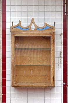 Empty window shelf at exterior wall