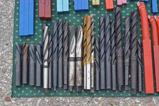 Big collection of various drills tools