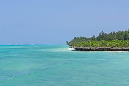Turquoise water at island Zanzibar