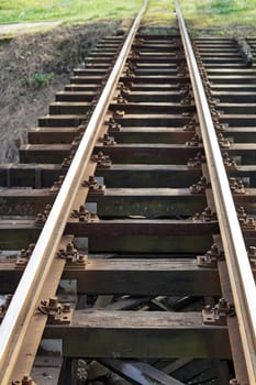 Vanishing perspective over rail bridge railway