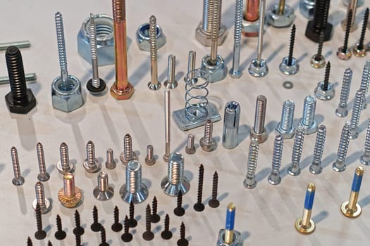 Many different bolts and screws parts