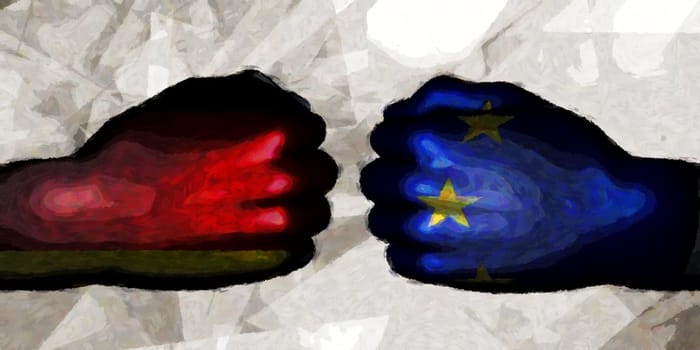 Germany vs Euro Political Conflict and Disputes Concept