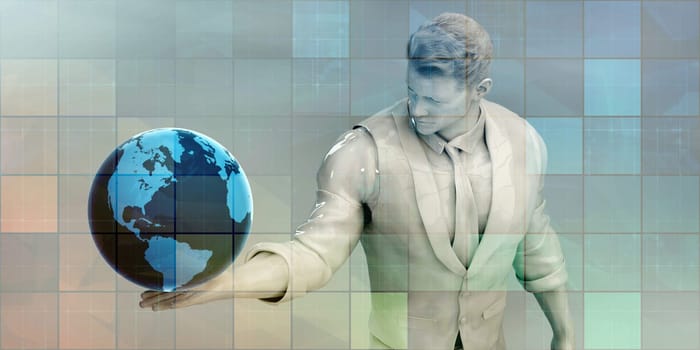 Global Business Management with Professional Holding Globe