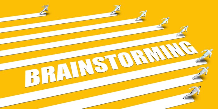 Brainstorming Concept with Business People Running on Yellow