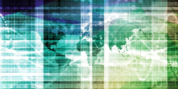Technology Network with Futuristic Graph Chart Concept
