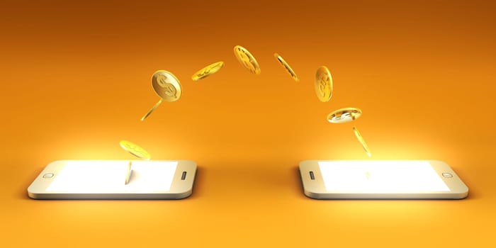 Mobile Payment and Transfer of Cash Concept
