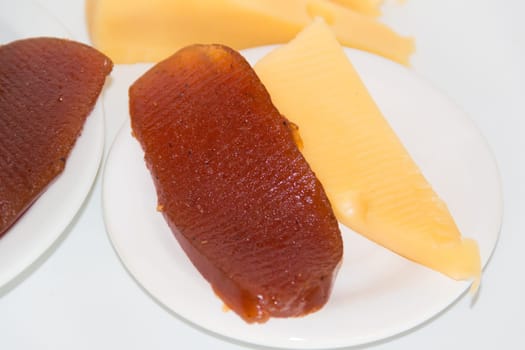Sweet potato and quince cheese and sweet. Traditional dessert of Uruguayan and Argentine gastronomy