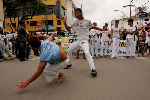 eunapolis, bahia / brazil - september 24, 2010: people are seen in capoeira roda in the city of Eunapolis.