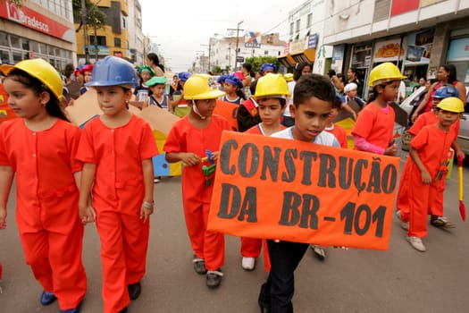 eunapolis, bahia / brazil - september 24, 2010: children from schools in the city of Eunapolis are seen during the parade.....