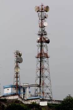 itabuna, bahia / brazil - july 15, 2012: tower with cell antennas is seen in the city of Itabuna, southern Bahia.