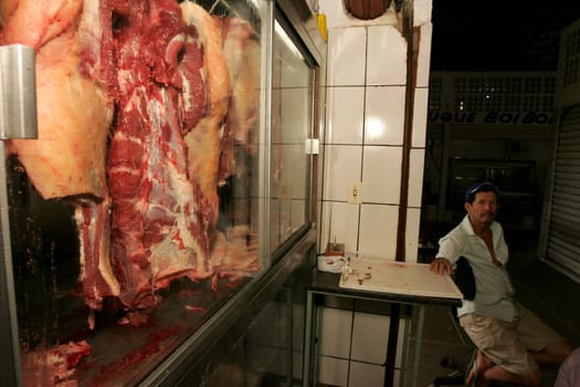 itamaraju, bahia / brazil - november 18, 2010: beef is seen for sale at a fair in the city of Itamaraju.