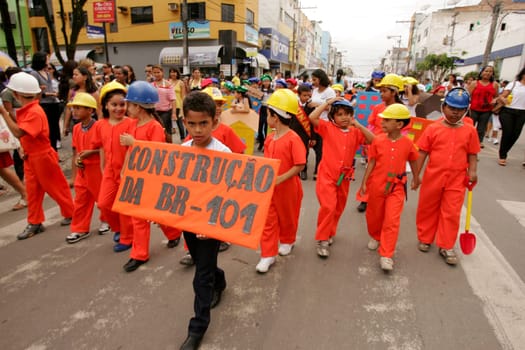 eunapolis, bahia / brazil - september 24, 2010: children from schools in the city of Eunapolis are seen during the parade.....