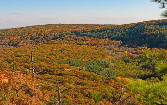 Fall Colors Erupting on the Hills at Devils Lake State Park in Wisconsin