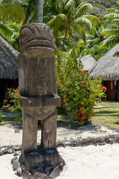 Polynesian sculpture,Marara Beach near Sofitel Hotel,Bora Bora,French Polynesia,Oceania