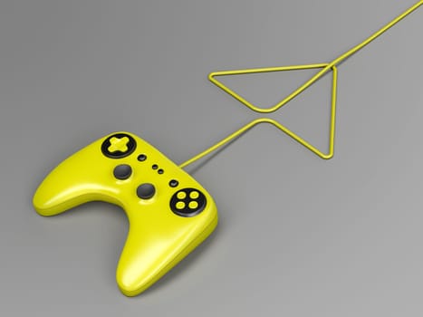 Bright colored gaming controller on gray background