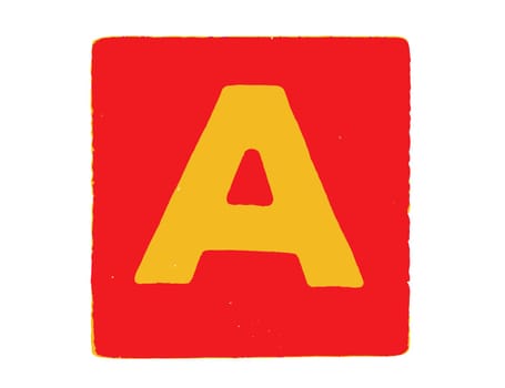 Wooden alphabet blocks isolated on white background. Toy blocks are wooden, plastic, or foam pieces of various shapes