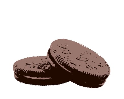 Chocolate biscuits isolated on white