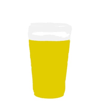 Frosty glass of beer isolated on white background. Conical pint glass