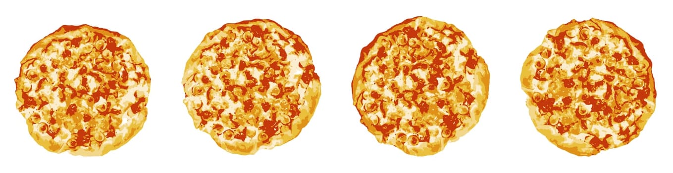 Homemade pepperoni pizza isolated on white background. Pepperoni is an American variety of salami, made from a cured mixture of pork and beef seasoned with paprika or other chili pepper