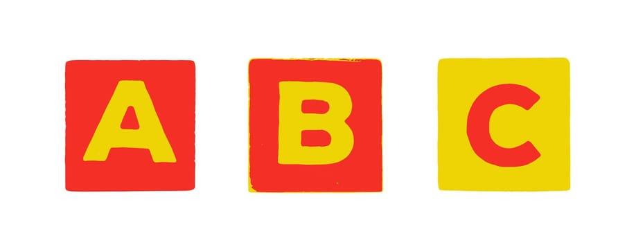 ABC toy alphabet blocks isolated on white background