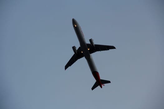 salvador, bahia / brazil - april 14, 2013: aircraft Airbus Airbus A321-231 of the airline Tam is seen during approach for landing at the airport of the city of Salvador.