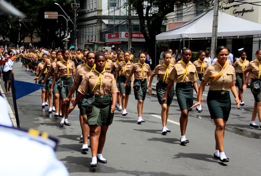 salvador, bahia / brazil - september 7, 2014: students from the Brazilian Army school are seen during Brazil's independence parade in the city of Salvador.