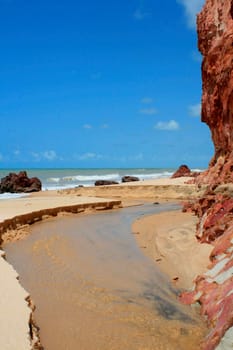 prado, bahia / brazil - september 12, 2008: view of Tororao beach, coast of the city of Prado, in the south of Bahia.