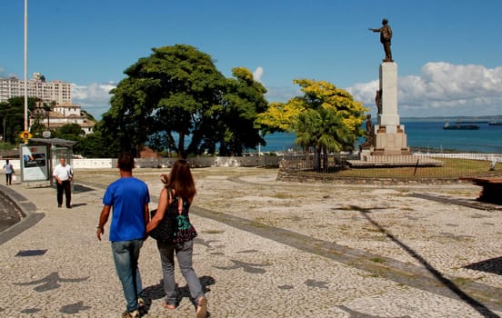 salvador, bahia / brazil - march 28, 2014: people are seen walking in the Castro Alves square in the Centro Historico of the city Salvador..