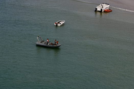 porto Seguro, bahia / brazil - june 20, 2011: lancha da Marinha do Brasil is seen at sea in the Trancoso region, in the city of Porto Seguro...