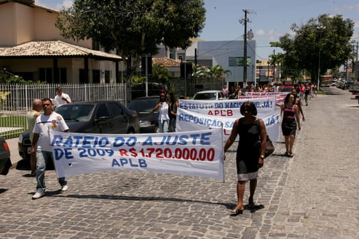 porto seguro, bahia / brazil - october 22, 2010: Public school teachers protest during a strike in the city of Porto Seguro, in the south of Bahia.