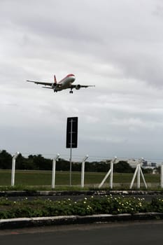 salvador, bahia / brazil - april 14, 2013: aircraft Airbus The 320-200 of the airline Avianca is seen during an approach for landing at the airport of the city of Salvador.