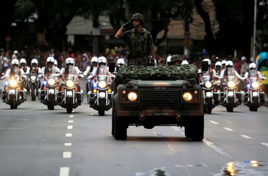 salvador, bahia / brazil - september 7, 2014: members of the Brazilian Army are seen during Brazil's independence parade in the city of Salvador.